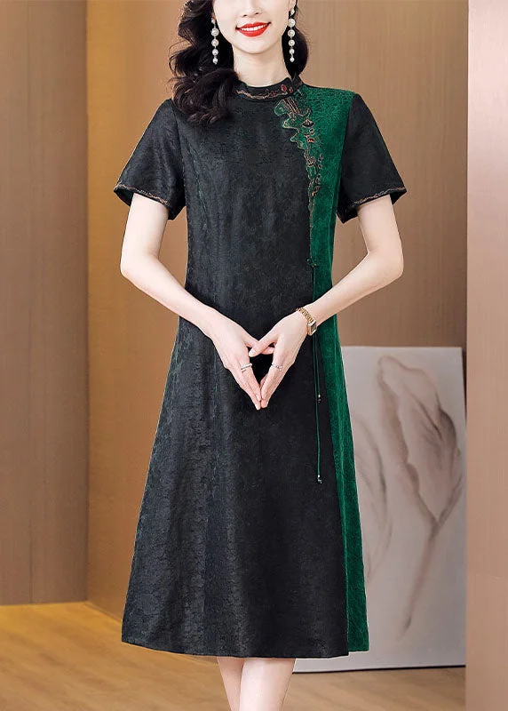 elegant shift dresselegant shift dressOrganic Black Tasseled Embroideried Patchwork Silk Dress Summer