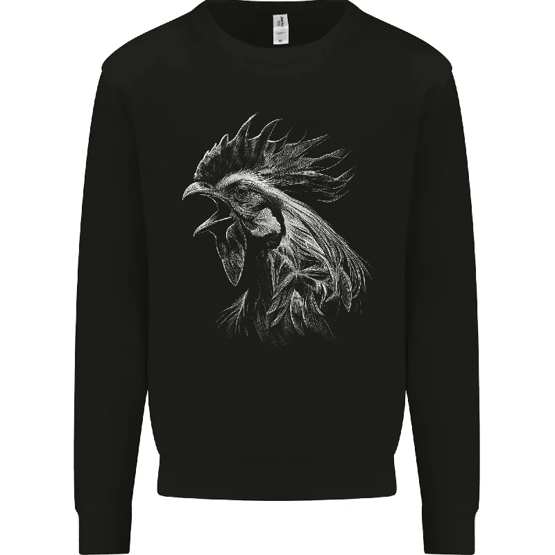 Clearance Items A Monochrome Rooster Farmer Farming Mens Sweatshirt Jumper