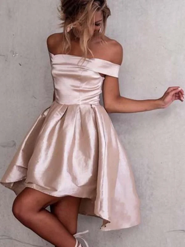 Price Buster Custom Made Off Shoulder Short High Low Prom Dress, High Low Off Shoulder Short Homecoming Dress Price Buster Custom Made Off Shoulder Short High Low Prom Dress, High Low Off Shoulder Short Homecoming Dress
