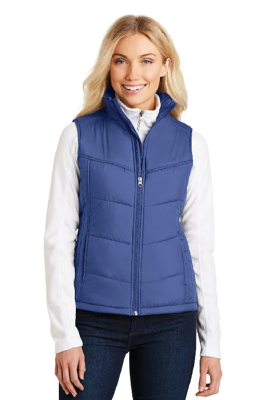 Daily Specials Port Authority Womens Wind & Water Resistant Full Zip Puffy Vest - Mediterranean Blue
