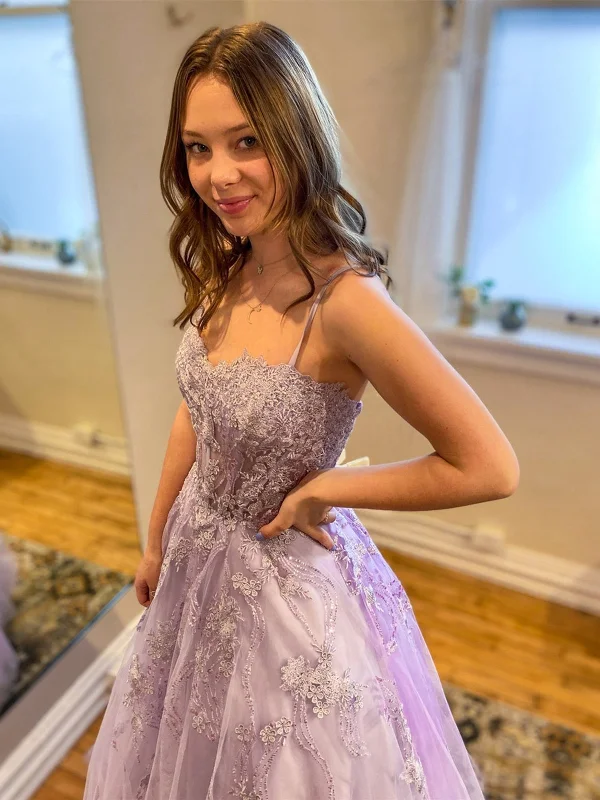 Time-Limited Offer Sweetheart Neck Purple Tulle Lace Long Prom Dresses, Purple Lace Formal Dresses, Purple Evening Dresses SP2193