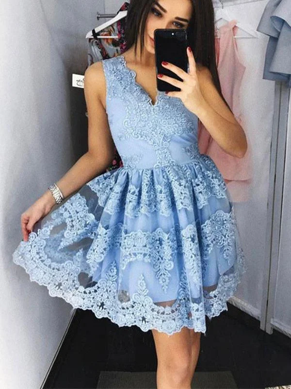 pleated dresspleated dressCharming Light Blue Lace Prom Dresses, Light Blue Homecoming Dresses