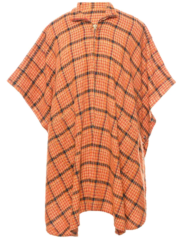 Sale Event Checked Zip Front Cape - L