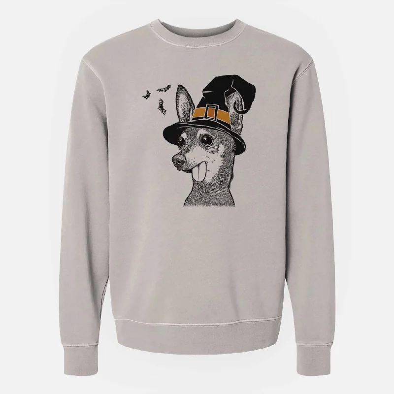 fashionable workout wearWitch Aaron the Chihuahua - Unisex Pigment Dyed Crew Sweatshirt