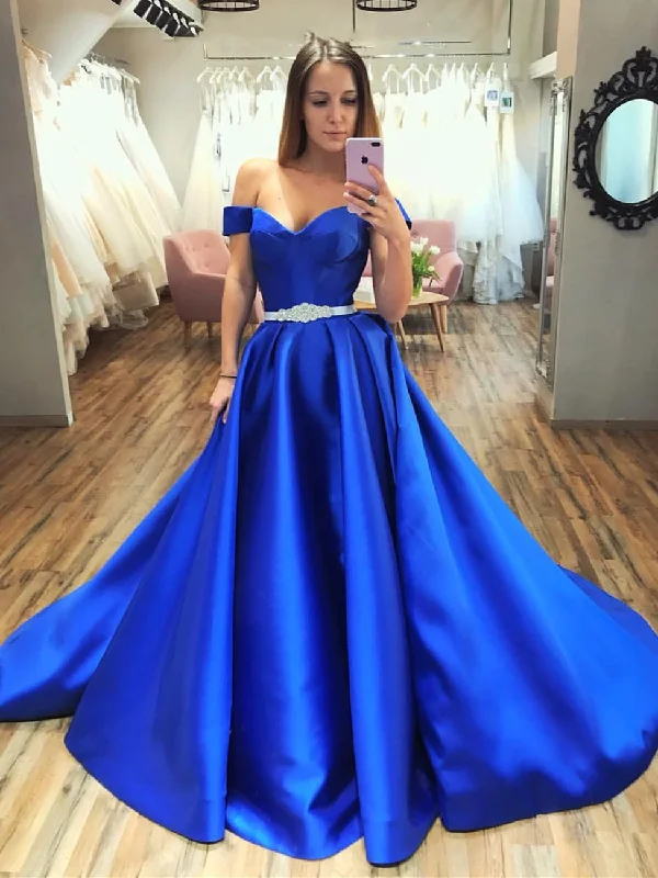 Holiday Sale Gorgeous Off Shoulder Royal Blue Long Prom Dresses, Off Shoulder Royal Blue Formal Evening Dresses, Royal Blue Ball Gown Holiday Sale Gorgeous Off Shoulder Royal Blue Long Prom Dresses, Off Shoulder Royal Blue Formal Evening Dresses, Royal Blue Ball Gown