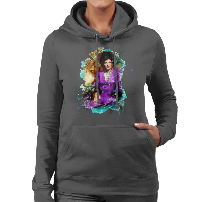 Discount Deals TV Times Joan Collins 1971 Paint Splatter Women's Hooded Sweatshirt