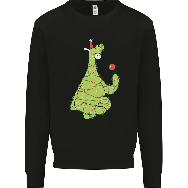 fashionable fitness sweatshirtA Llama Wearing a Christmas Hat Xmas Mens Sweatshirt Jumper