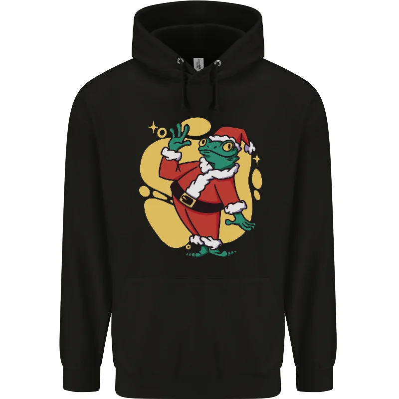 trendy zip-up hoodieA Christmas Frog Dressed as Santa Claus Mens 80% Cotton Hoodie