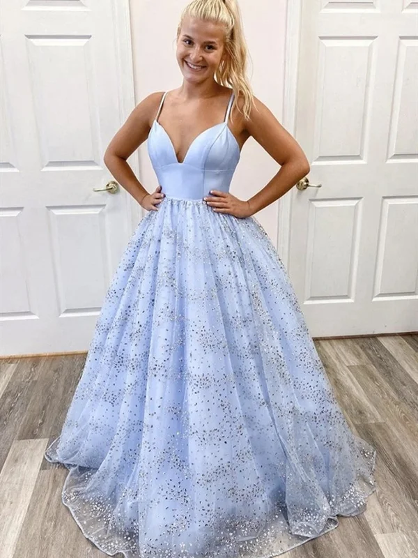 Savings Event Shiny A Line V Neck Sequins Blue Long Prom Dresses, Blue V Neck Long Formal Evening Dresses Savings Event Shiny A Line V Neck Sequins Blue Long Prom Dresses, Blue V Neck Long Formal Evening Dresses