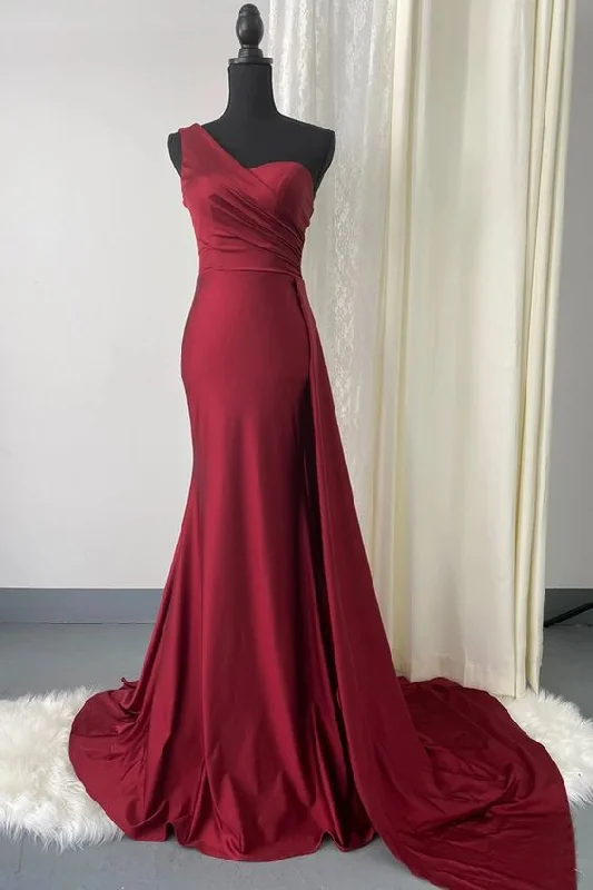 casual day dresscasual day dressOne Shoulder Burgundy Evening Dress