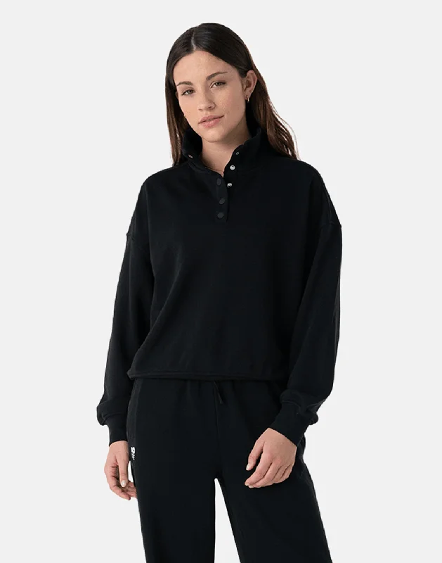 fitted workout sweatshirtVenice Snap Collar Sweatshirt in Black