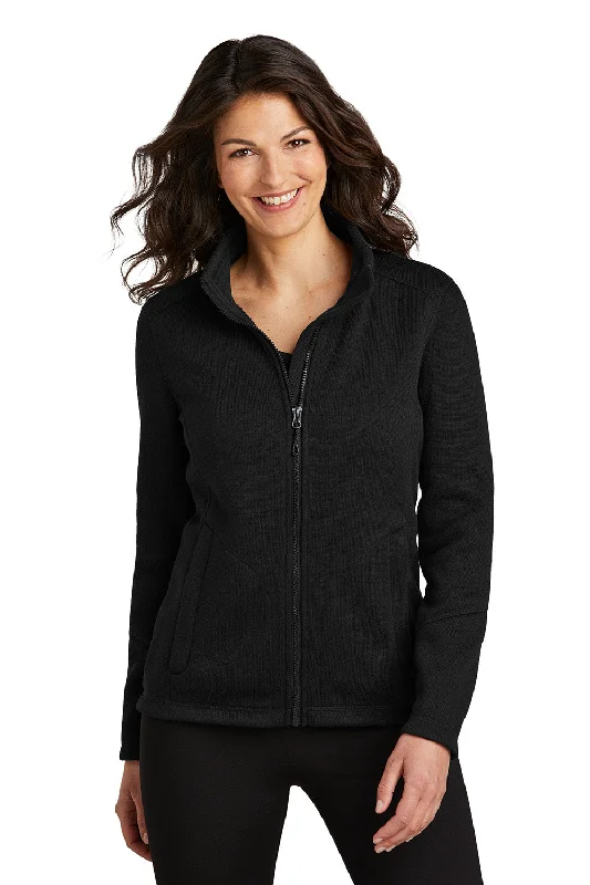 Unmissable Offer Port Authority Womens Arc Pill Resistant Sweater Fleece Full Zip Jacket - Deep Black - New