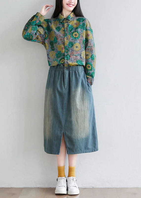 elegant maxi dresselegant maxi dressStylish Colorblock Peter Pan Collar Patchwork Print Denim Dress Spring