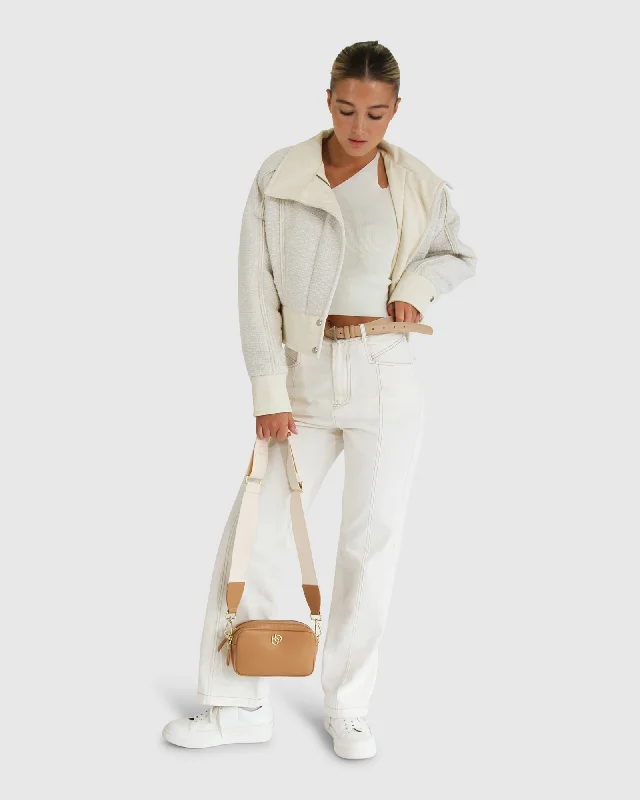 Super Deal Mad Love Cropped Bomber - Cream
