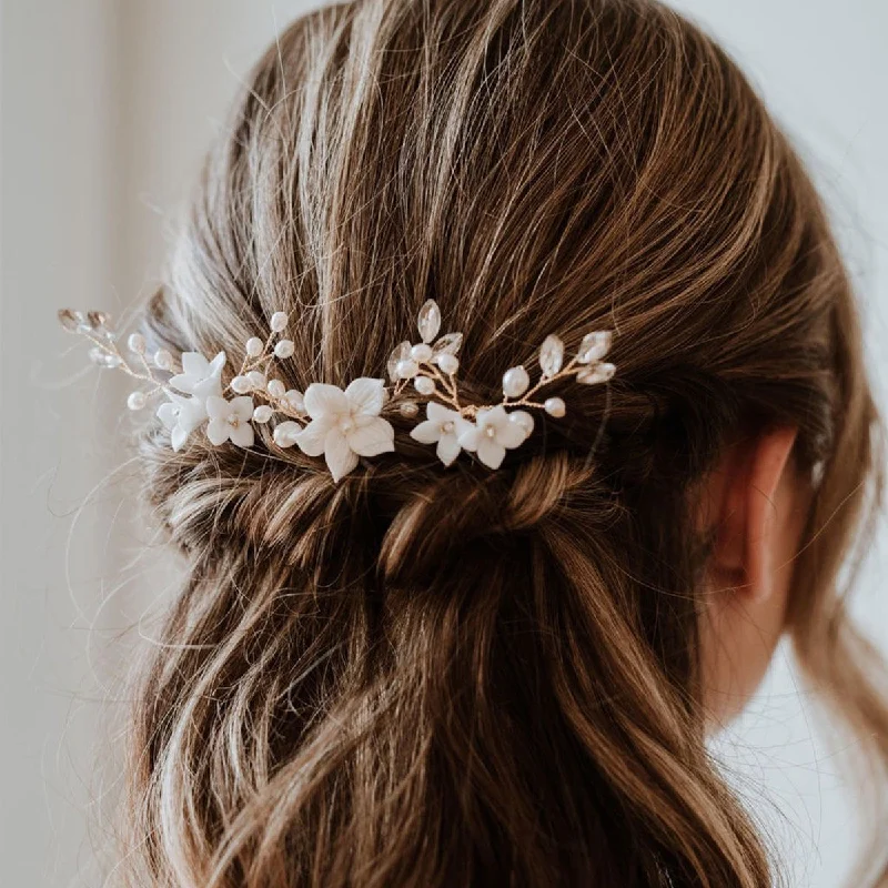 modern dressmodern dressBride wedding headwear White flower U-shaped Hairpins set of 3 684387483787