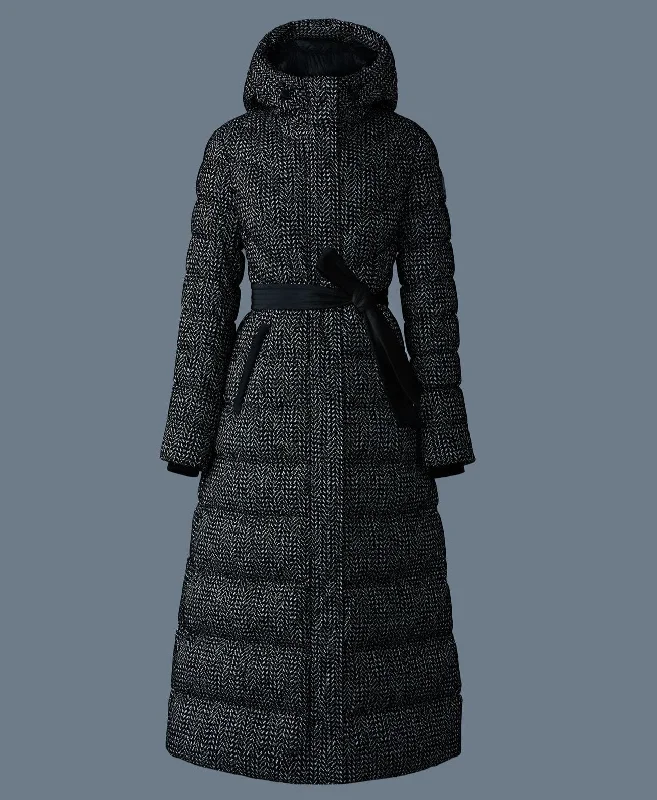 Unmissable Offer CALINA-FLP Flocked down maxi coat Black White