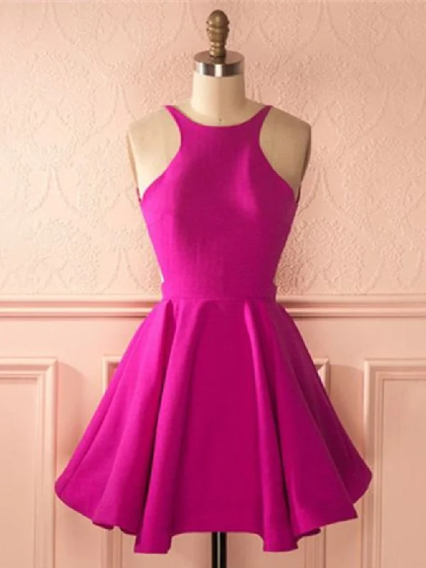 Major Savings Fuchsia A Line Round Neck Backless Short Prom Dresses, Fuchsia Homecoming Dresses, Backless Graduation Dresses Major Savings Fuchsia A Line Round Neck Backless Short Prom Dresses, Fuchsia Homecoming Dresses, Backless Graduation Dresses