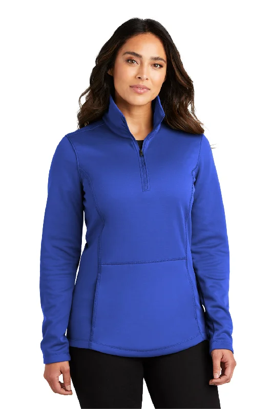 Factory Direct Sale Port Authority Womens Smooth Fleece 1/4 Zip Hooded Jacket - True Royal Blue