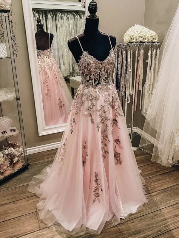 Price Reduction A Line V Neck Backless Pink Lace Floral Long Prom Dresses, Long Pink Lace Formal Graduation Evening Dresses Price Reduction A Line V Neck Backless Pink Lace Floral Long Prom Dresses, Long Pink Lace Formal Graduation Evening Dresses