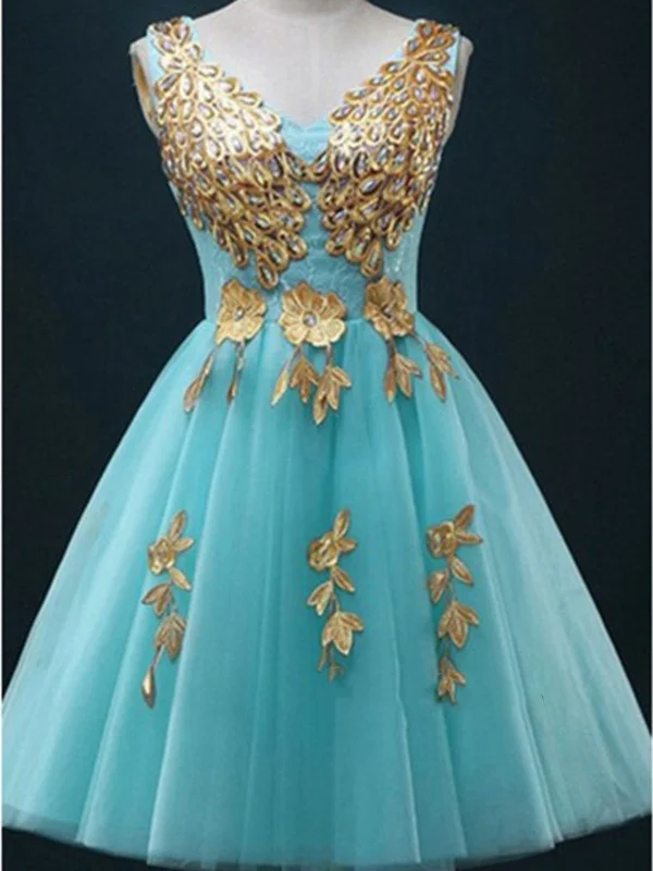 Lowest Price A Line V Neck Short Tulle Prom Dresses, Short Bridesmaid Dresses, Homecoming Dress, Graduation Dresses Lowest Price A Line V Neck Short Tulle Prom Dresses, Short Bridesmaid Dresses, Homecoming Dress, Graduation Dresses