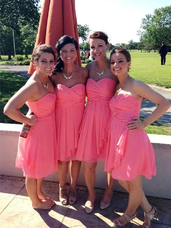Sale Event Sweetheart Neck Coral Prom Dresses, Coral Bridesmaid Dresses, Coral Graduation Dress Homecoming Dresses