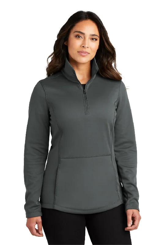Price Smash Port Authority Womens Smooth Fleece 1/4 Zip Hooded Jacket - Graphite Grey