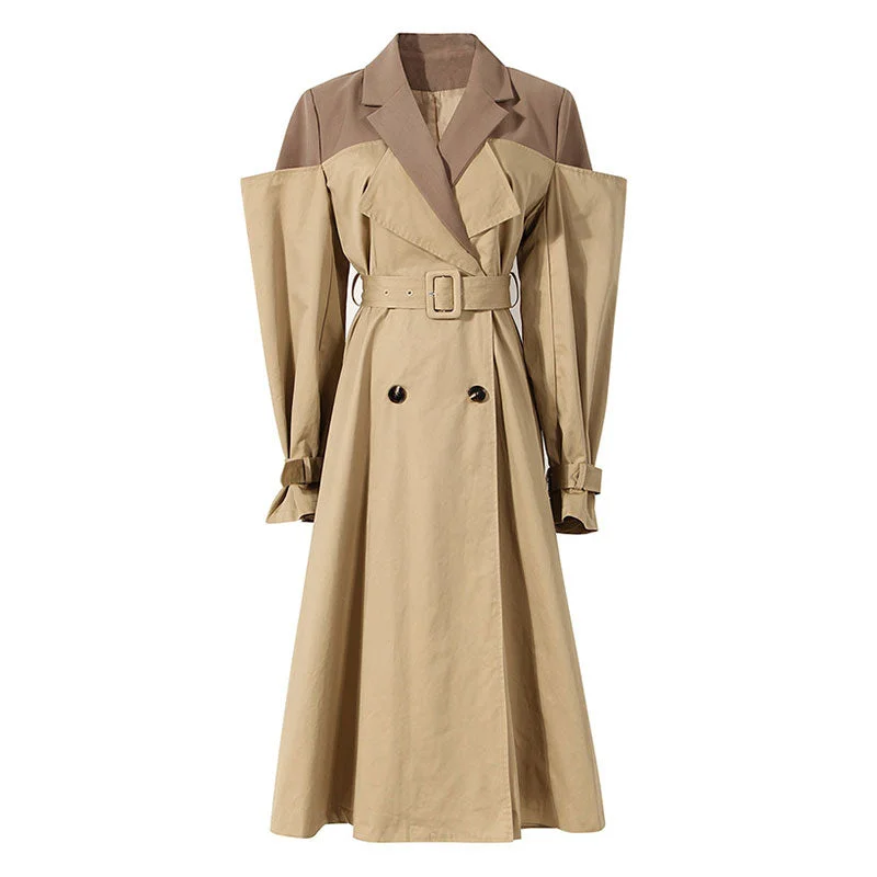 Weekend Deal Contrast Deconstructed Hybrid Lapel Collar Double Breasted Belted Trench Coat Weekend Deal Contrast Deconstructed Hybrid Lapel Collar Double Breasted Belted Trench Coat