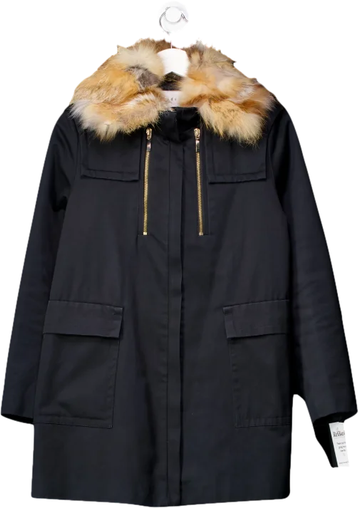 Daily Deals Sandro Blue Parka Coat With Detachable Faux Fur Coat UK 8