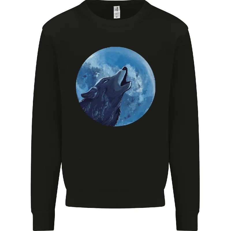 workout-ready hoodieA Howling Wolf Full Moon Werewolves Mens Sweatshirt Jumper