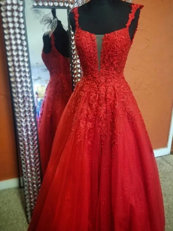 casual day dresscasual day dressV Neck Open Back Red Lace Long Prom Dresses, Long Red Lace Formal Dresses, Red Evening Dresses SP2668