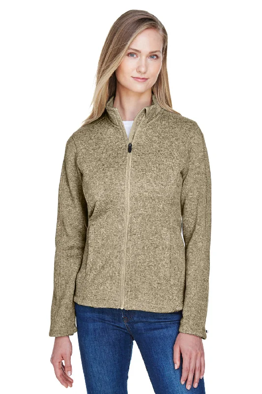 Customer Appreciation Sale Devon & Jones Womens Bristol Pill Resistant Sweater Fleece Full Zip Jacket - Heather Khaki Brown