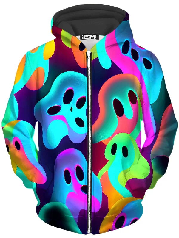 trendy zip-up hoodieGhostly Unisex Zip-Up Hoodie