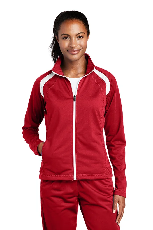 Big Discounts Sport-Tek Womens Full Zip Track Jacket - True Red/White - Closeout