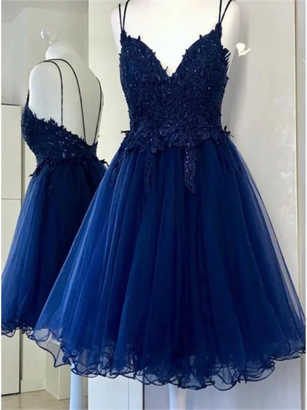 off-the-shoulder dressoff-the-shoulder dressV Neck Backless Navy Blue Lace Prom Dresses, Short Navy Blue Lace Homecoming Dresses, Navy Blue Formal Evening Dresses