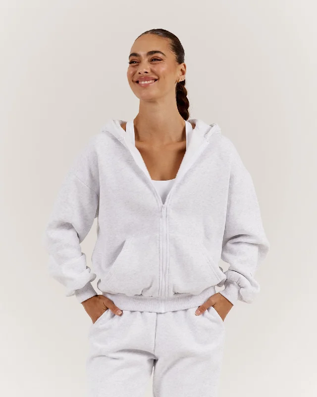 Deal Alert OVERSIZED ZIP UP HOODIE - SNOW GREY