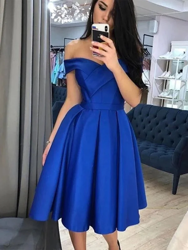 The Best Prices Off the Shoulder Royal Blue Short Prom Dresses Homecoming Dresses, Off Shoulder Royal Blue Formal Graduation Evening Dresses