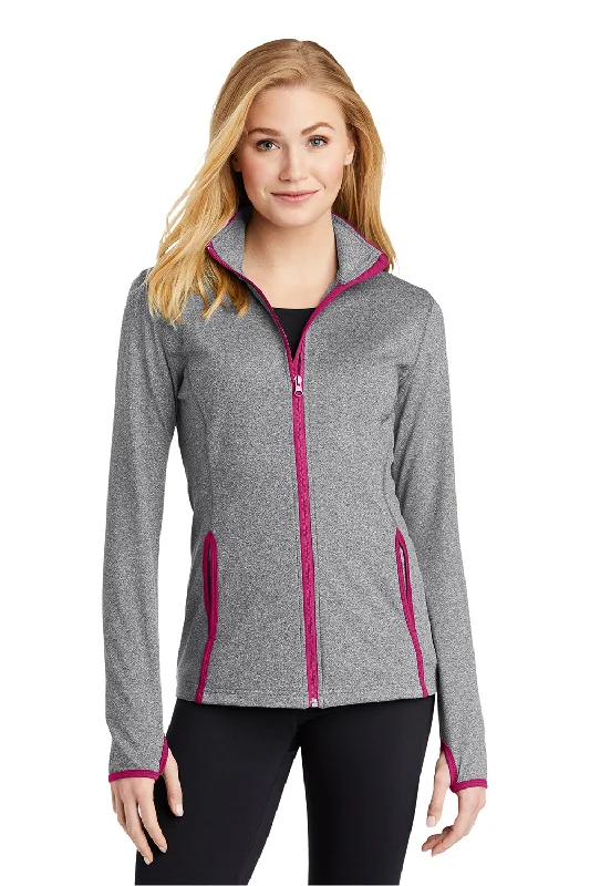 Best Seller Sport-Tek Womens Sport-Wick Moisture Wicking Full Zip Jacket - Heather Charcoal Grey/Pink Rush Best Seller Sport-Tek Womens Sport-Wick Moisture Wicking Full Zip Jacket - Heather Charcoal Grey/Pink Rush