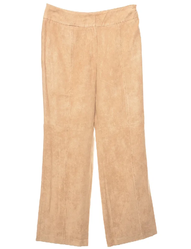 Big Savings Light Brown Tapered Suede Trousers - W30 L30