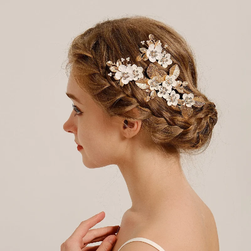 wrap dresswrap dressVintage Leaf Flower hairpin set Bridal Wedding Headwear Handmade Hairpin and comb 771959289349