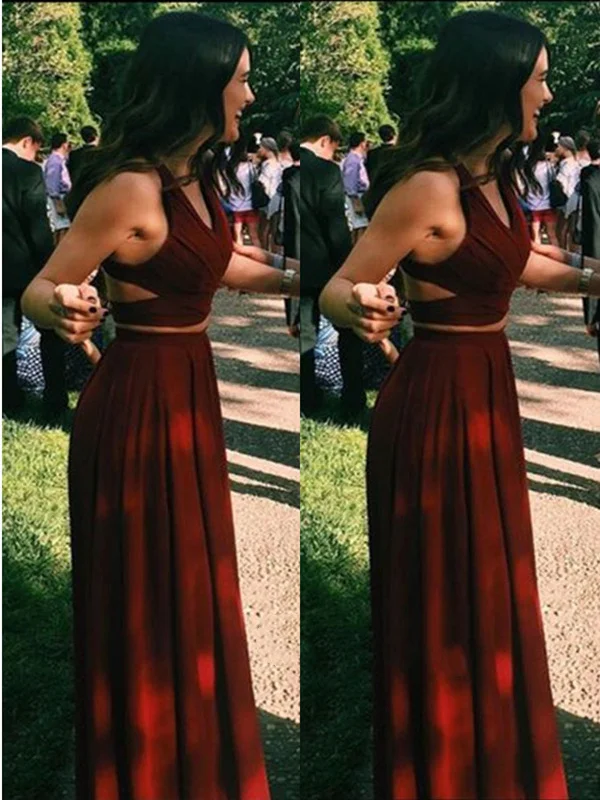 Stock Clearance A Line Two Pieces Maroon Long Prom Dresses, Two Pieces Maroon Bridesmaid Dresses Stock Clearance A Line Two Pieces Maroon Long Prom Dresses, Two Pieces Maroon Bridesmaid Dresses