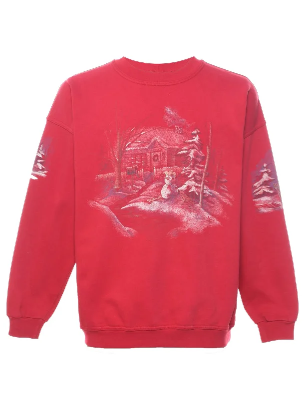 Discount Deals Maroon Christmas Sweatshirt - L