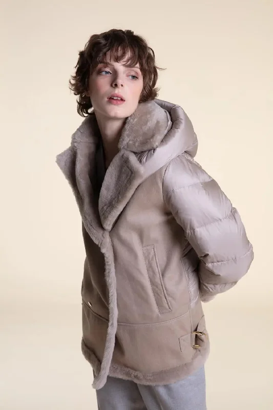 Limited Quantity Shearling jacket with down sleeves