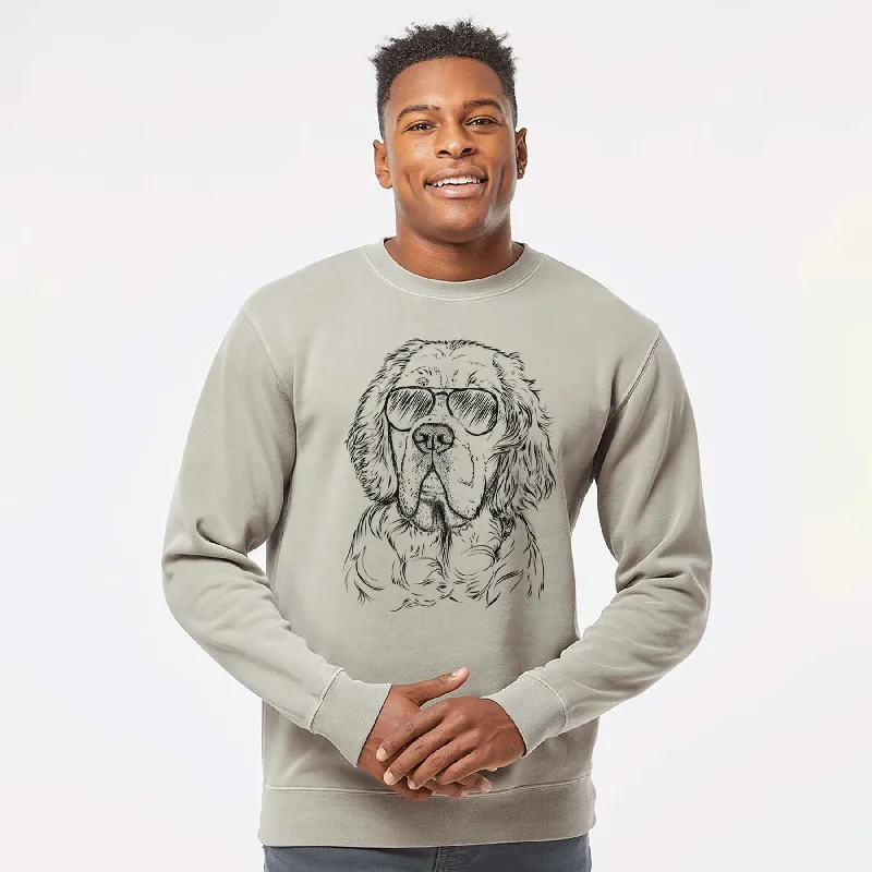 Special Offer Aviator Gary the Clumber Spaniel - Unisex Pigment Dyed Crew Sweatshirt