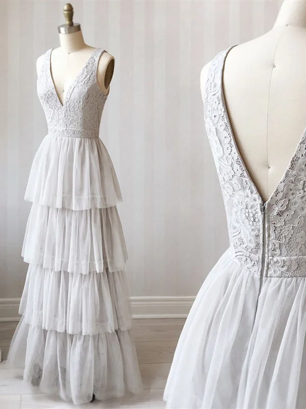 Price Rollback A Line V Neck Gray Lace Prom Dresses, V Neck Gray Lace Formal Graduation Bridesmaid Dresses Price Rollback A Line V Neck Gray Lace Prom Dresses, V Neck Gray Lace Formal Graduation Bridesmaid Dresses