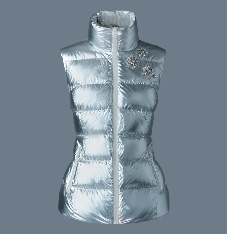 Final Markdown GISELA-MSF Metallic laminate snowflake down vest Silver