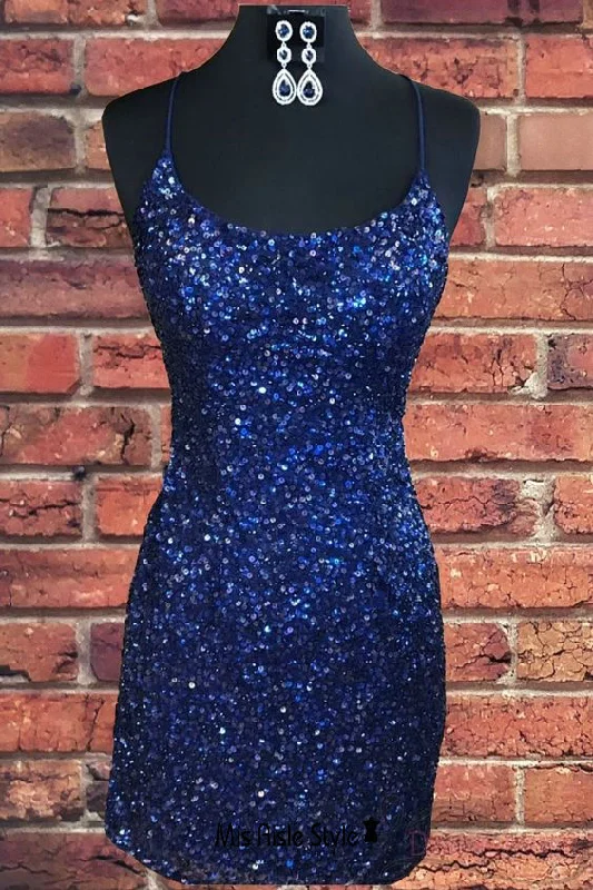 casual shift dresscasual shift dressSexy Short Fitted Dark Navy Sequins Pageant Dress