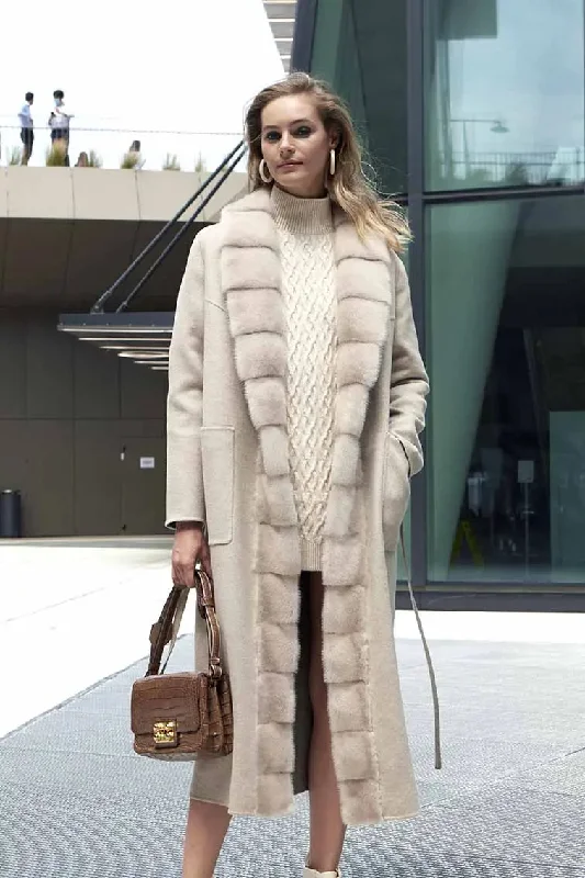 Midnight Madness Long cashmere double coat with fur