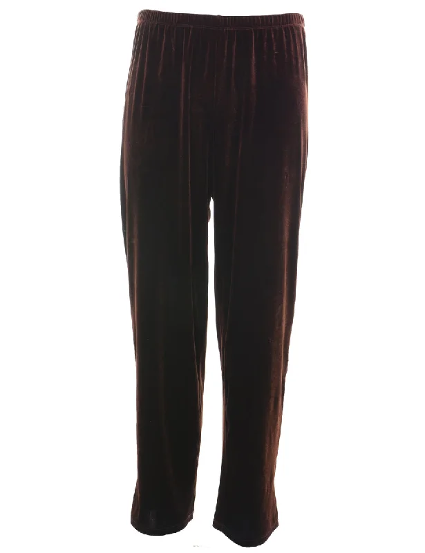 Mega Deal Brown Elasticated Waist Velvet Trousers - W30 L27