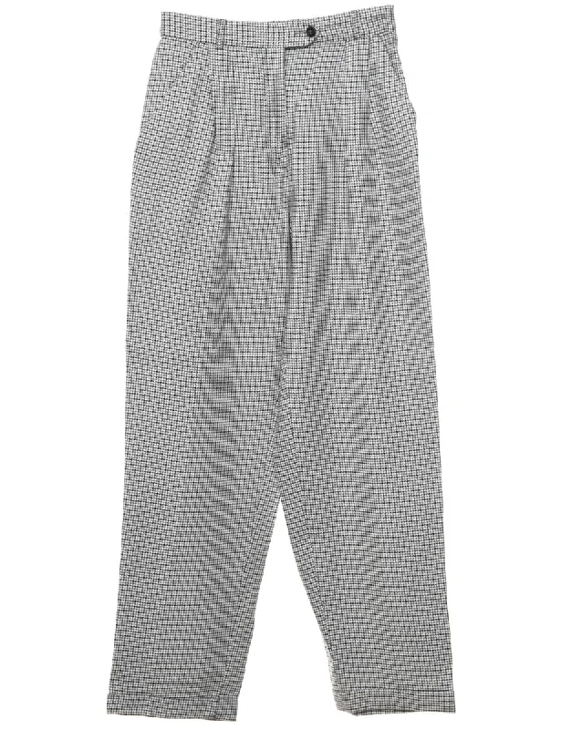 Get It Before It’s Gone Dogtooth Tapered Grey & White Trousers - W26 L30
