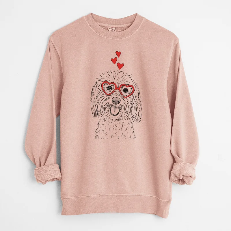 breathable gym hoodieValentine Cuddles the Coton de Tulear - Unisex Pigment Dyed Crew Sweatshirt